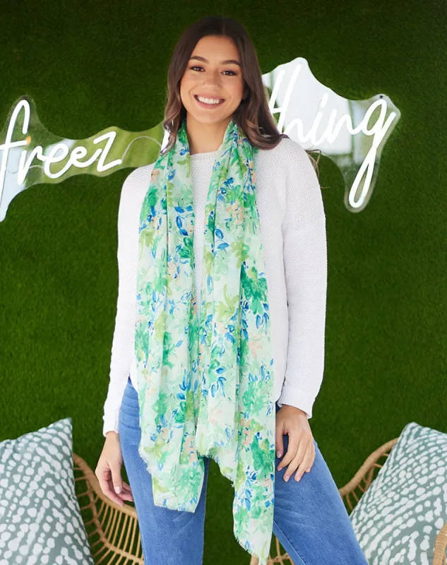 Emerald Floral Scarf sold by Freez