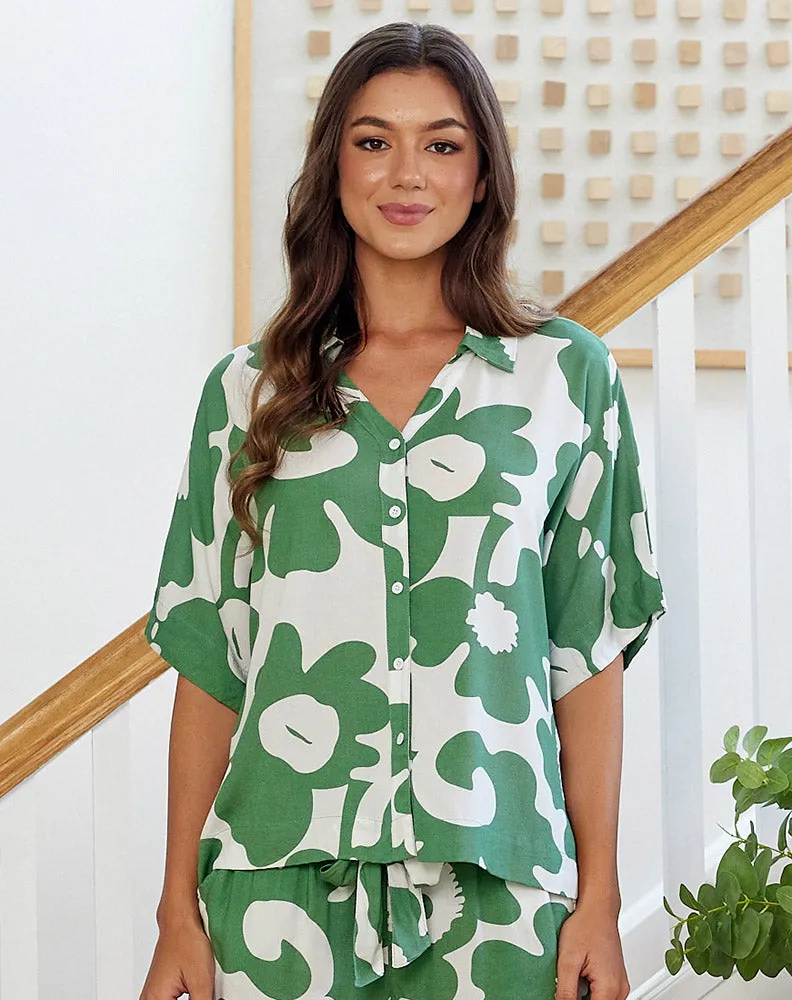 Mia Shirt - Green/Floral sold by Freez