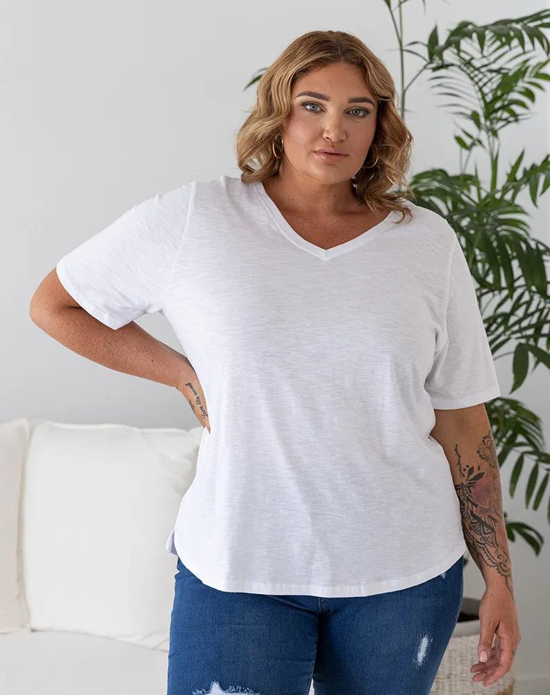 Cotton V Neck Tee - White sold by Freez product image thumbnail 4