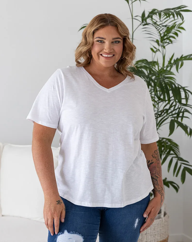 Cotton V Neck Tee - White sold by Freez product image thumbnail 2