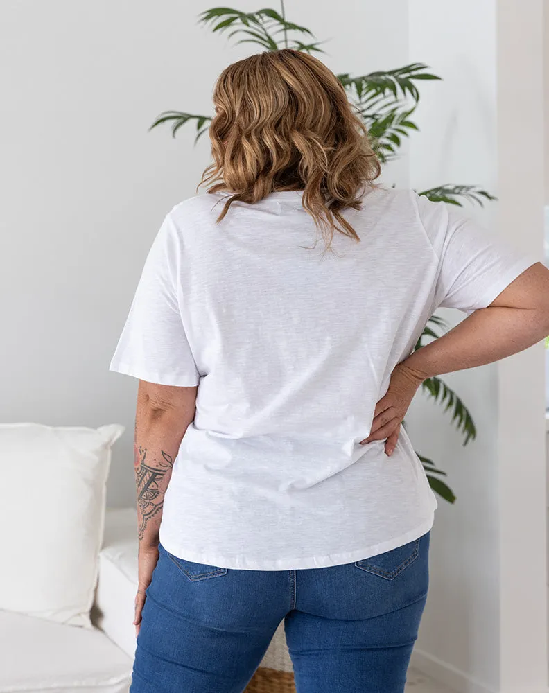 Cotton V Neck Tee - White sold by Freez product image thumbnail 3