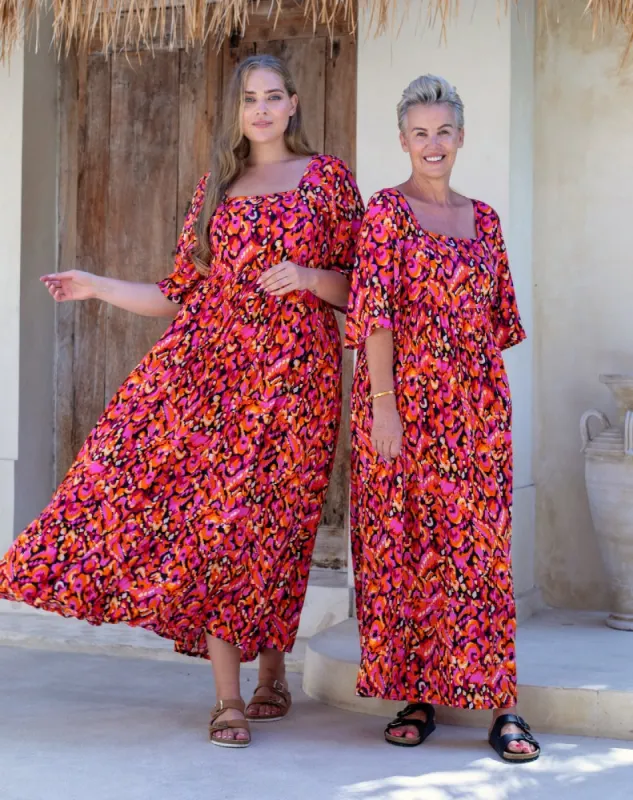 Kalani Dress - Orange/Black Multi sold by Freez