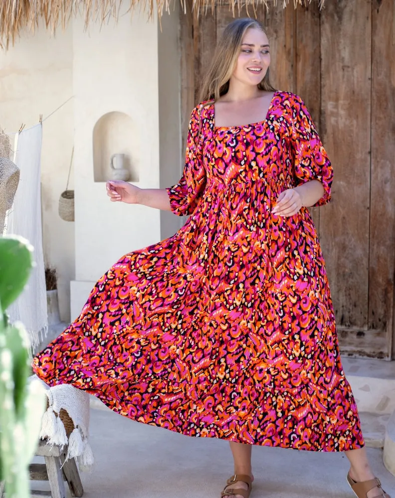 Kalani Dress - Orange/Black Multi sold by Freez product image thumbnail 3