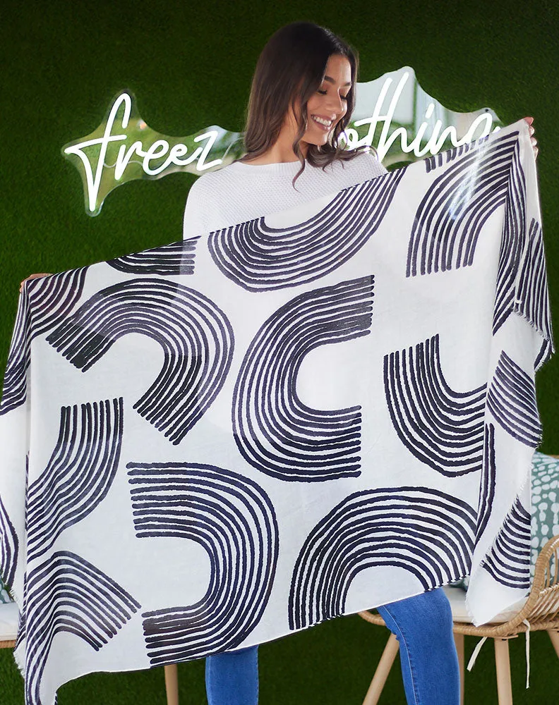 White and Black Rainbow Scarf sold by Freez product image thumbnail 2