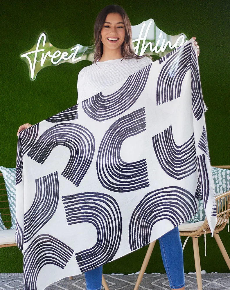 White and Black Rainbow Scarf sold by Freez product image thumbnail 5