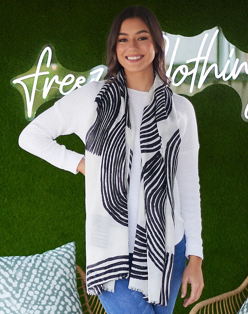 White and Black Rainbow Scarf sold by Freez