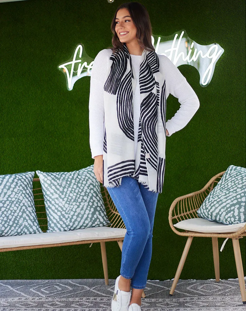 White and Black Rainbow Scarf sold by Freez product image thumbnail 3