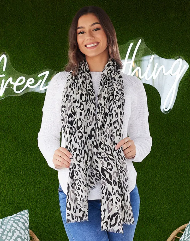 Black Silver Print Scarf sold by Freez