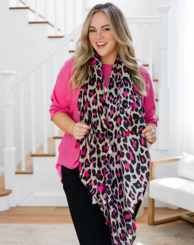 Animal Print Scarf - Hot Pink sold by Freez