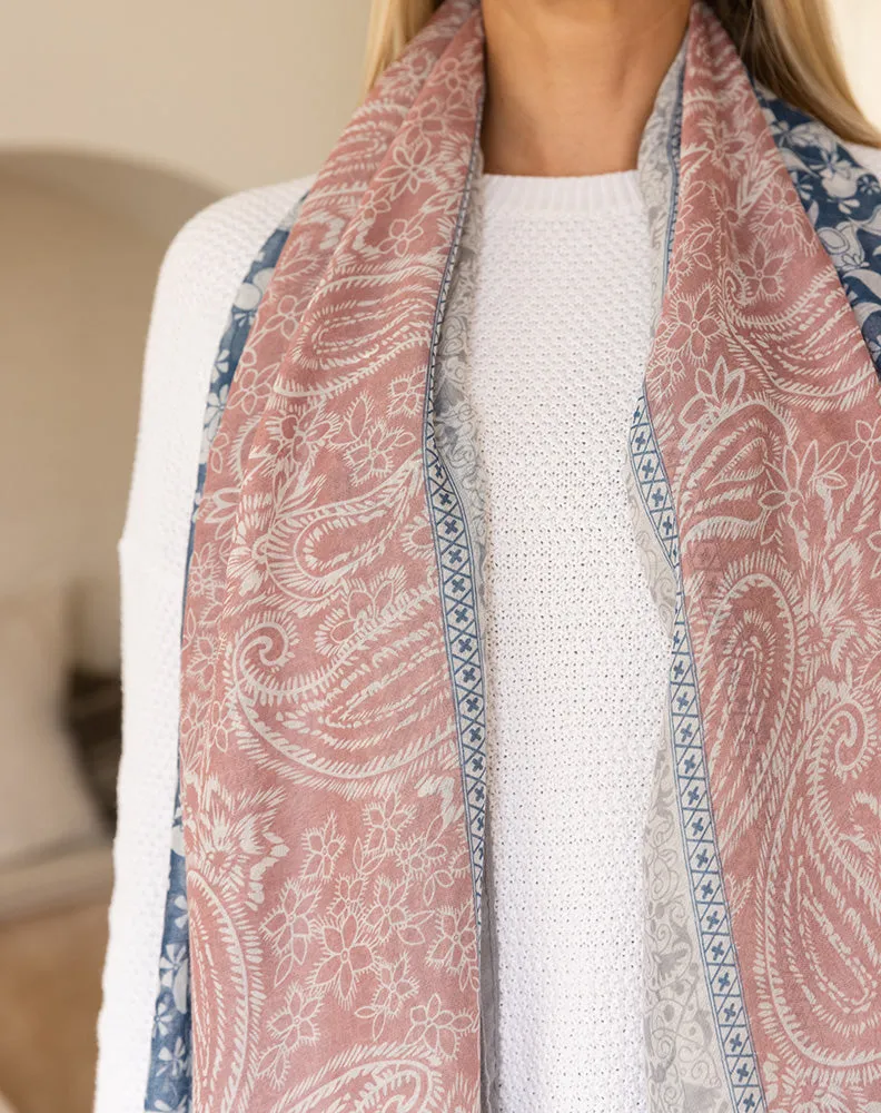 Scarf - Dusty Pink/Denim Blue sold by Freez product image thumbnail 3