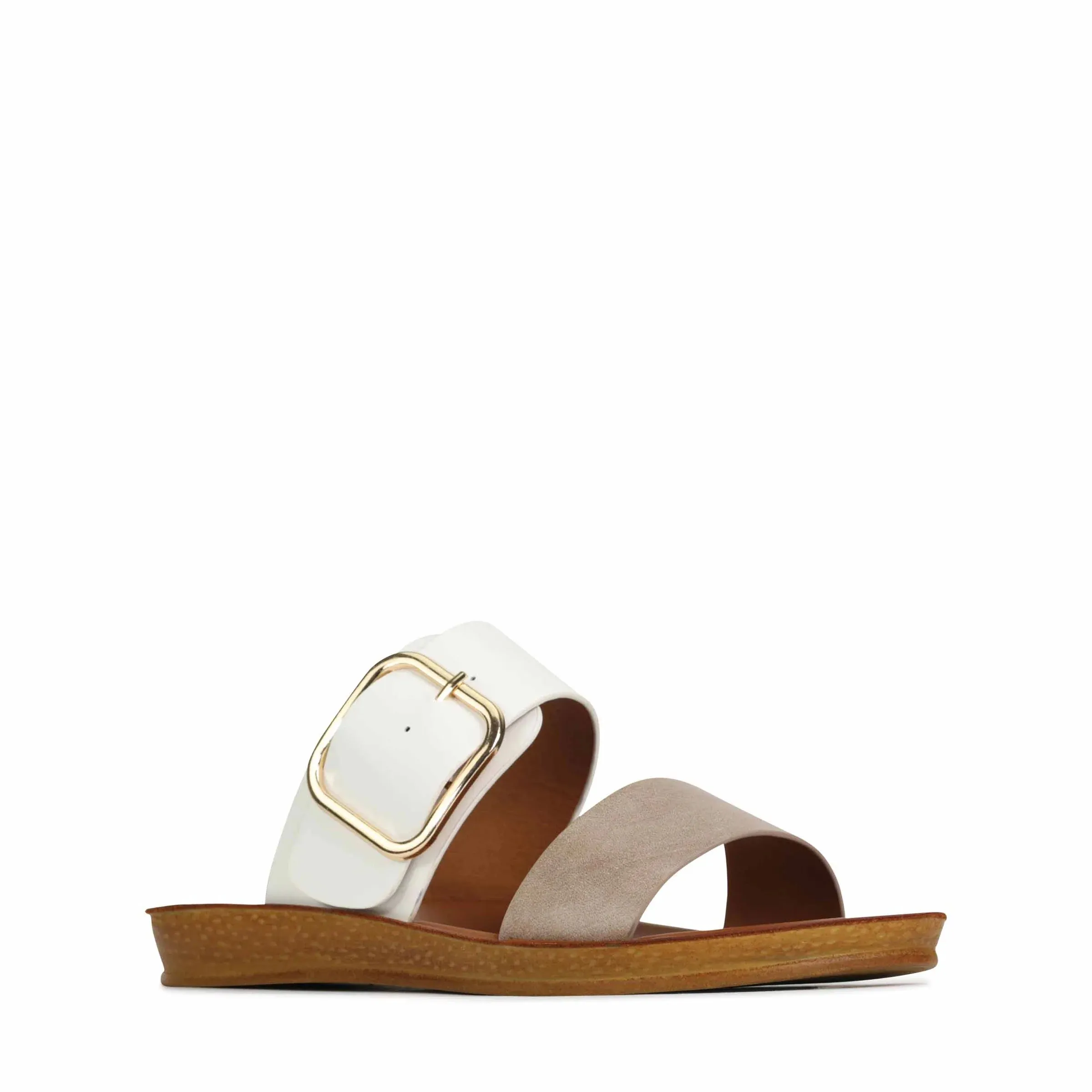 Doti Slip-on Sandals - Taupe/White sold by Freez