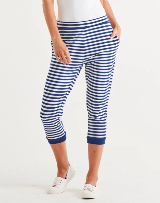 Tasha Crop Jogger - Ocean Stripe sold by Freez