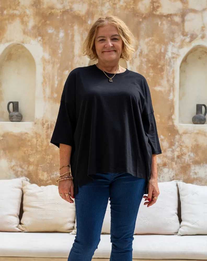 Classic Cotton Oversized Tee - Black sold by Freez