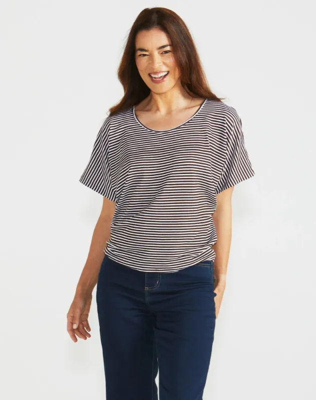 Maui Tee - Nutmeg Stripe sold by Freez