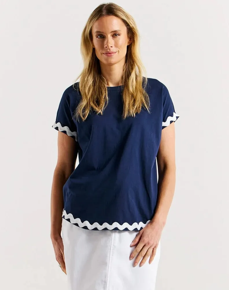 Sunny Tee - Navy/White Ric Rac sold by Freez