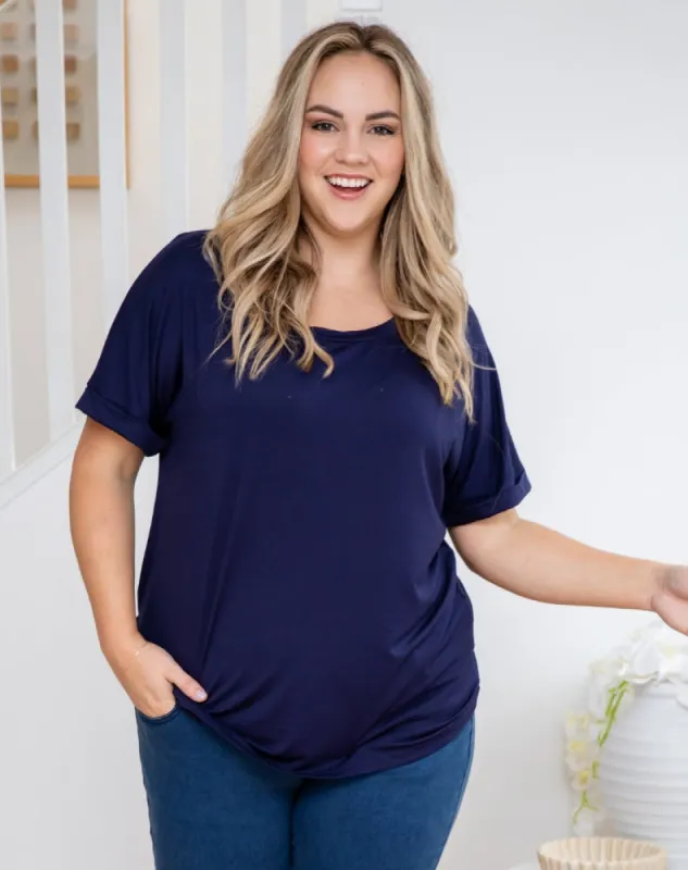 Roll Sleeve Tee - Navy sold by Freez