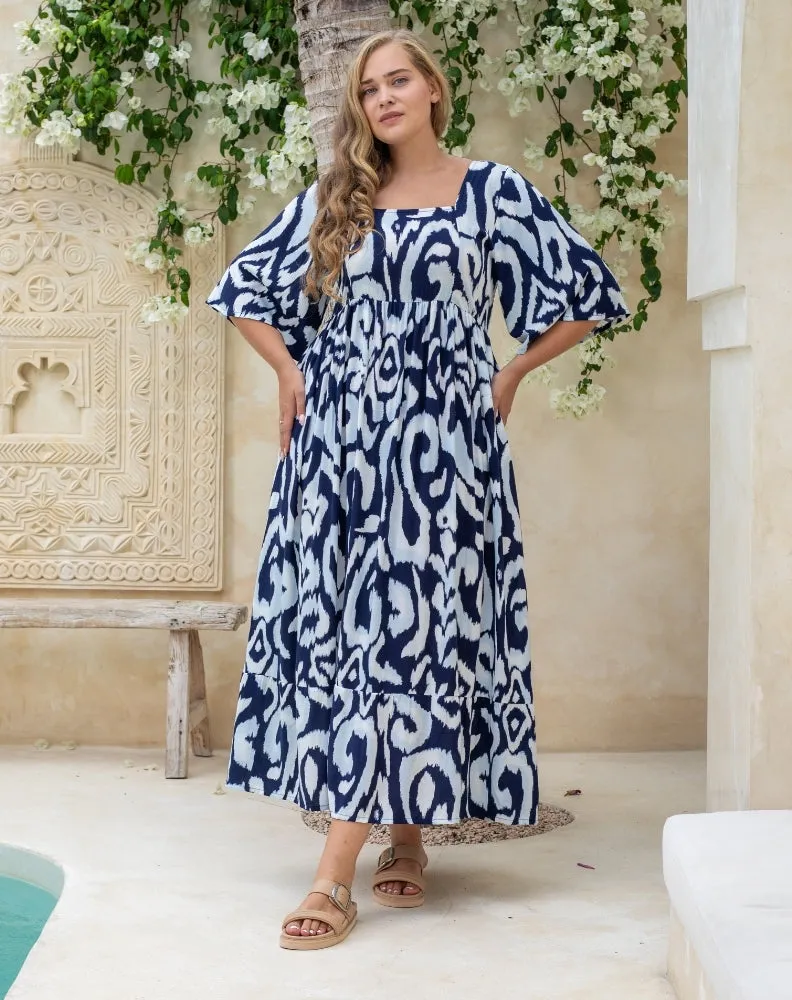 Kalani Dress - Indigo Reef sold by Freez