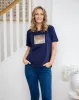 Square Sequin Tee - Navy sold by Freez