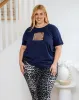 Square Sequin Tee - Navy sold by Freez