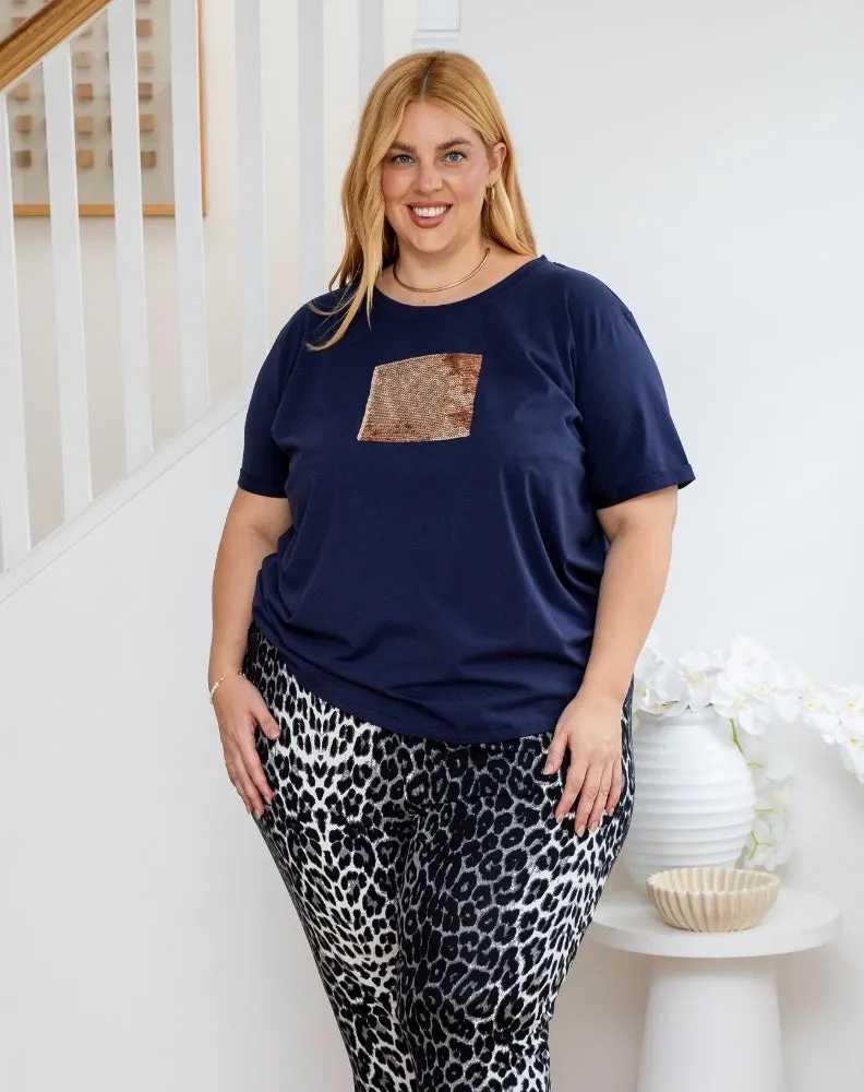 Square Sequin Tee - Navy sold by Freez product image thumbnail 5