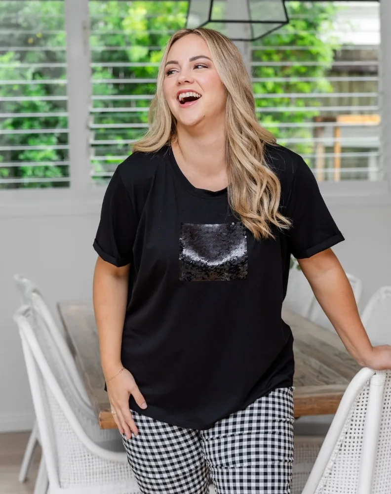 Square Sequin Tee - Black sold by Freez product image thumbnail 5