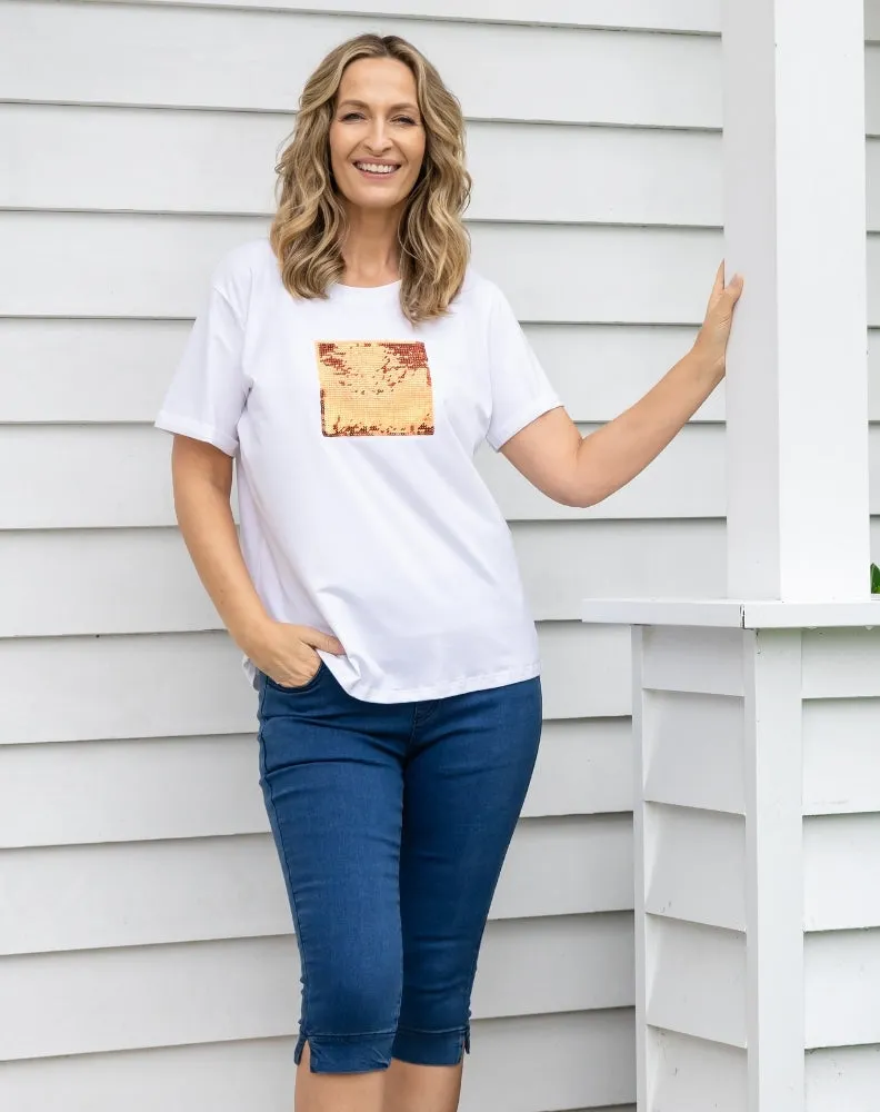 Square Sequin Tee - White sold by Freez product image thumbnail 4