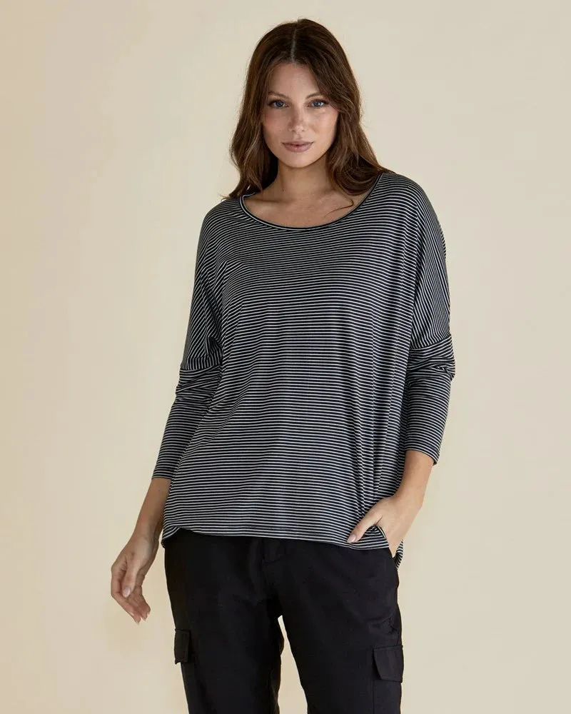 Milan Top - Charcoal Stripe sold by Freez