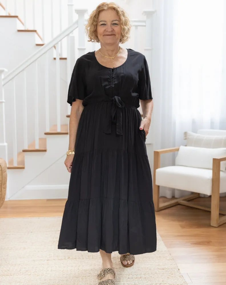 Cindy Tie Midi Dress Black sold by Freez product image thumbnail 4