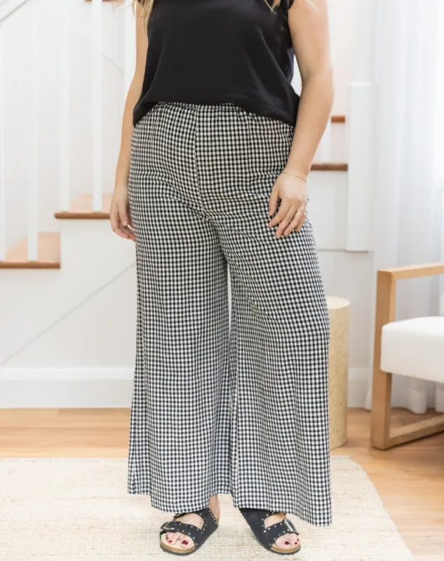 Lexie Pants - Black Gingham sold by Freez