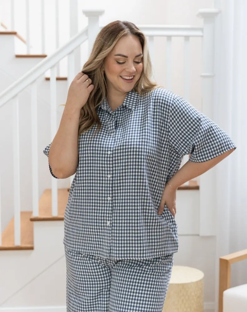 Lexie Shirt - Navy Gingham sold by Freez product image thumbnail 2