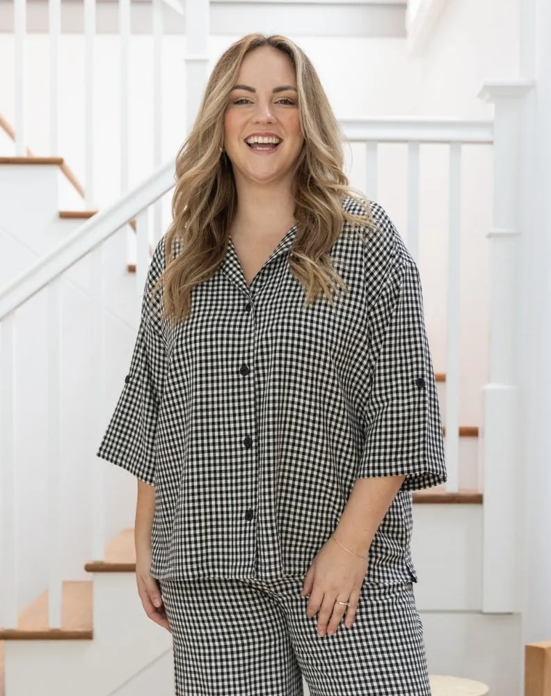 Bella Shirt - Black Gingham sold by Freez