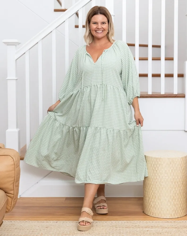 Alicia Dress - Sage Gingham sold by Freez product image thumbnail 5