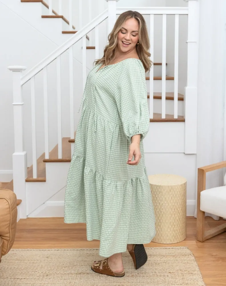 Alicia Dress - Sage Gingham sold by Freez product image thumbnail 4