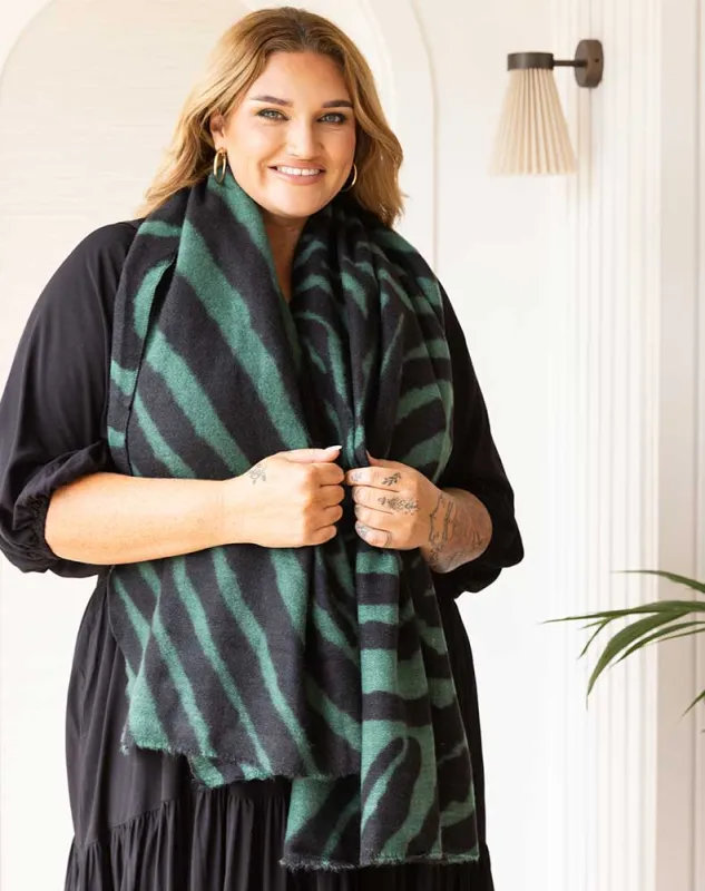 Stripe Scarf - Green/Black sold by Freez