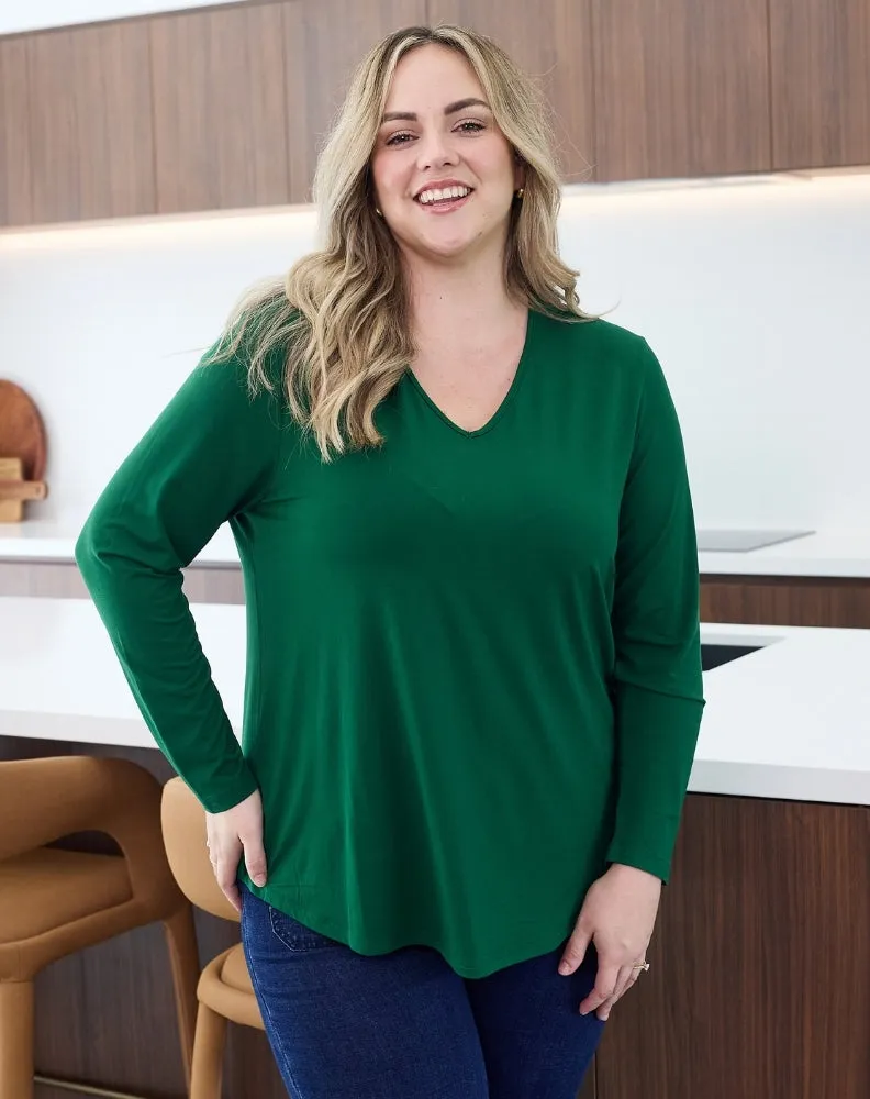 Laney V Neck Tee - Forest sold by Freez