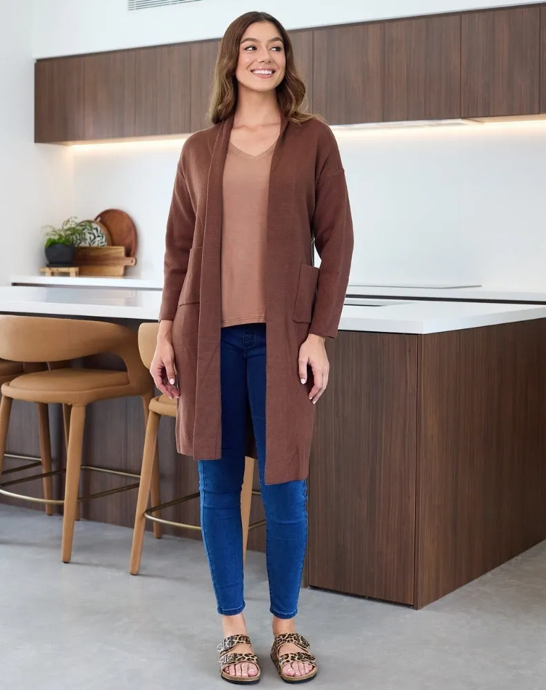 Cassie Coatigan With Belt - Chocolate sold by Freez product image thumbnail 2