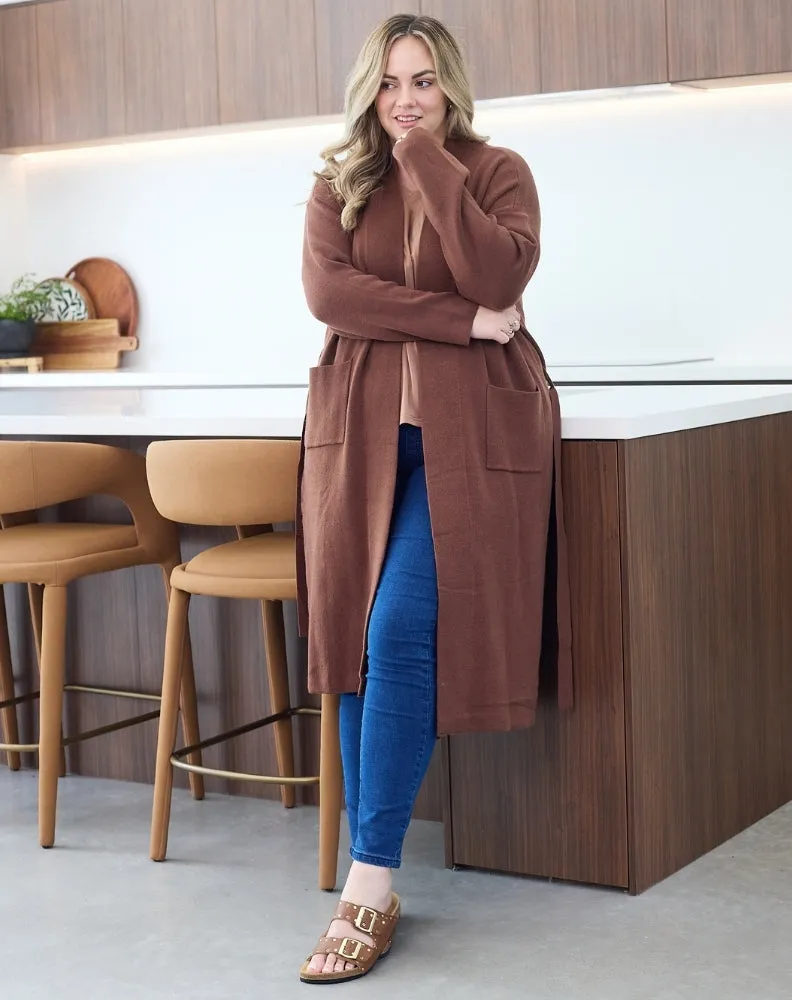 Cassie Coatigan With Belt - Chocolate sold by Freez product image thumbnail 5