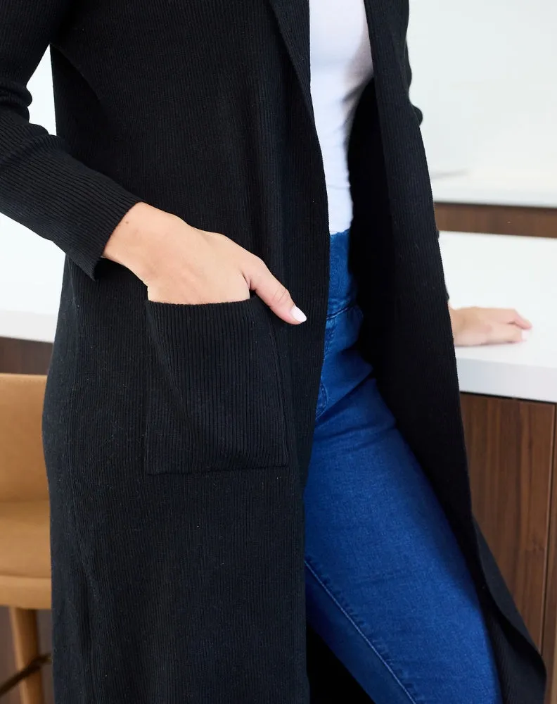 Ribbed Cardigan - Black sold by Freez product image thumbnail 5
