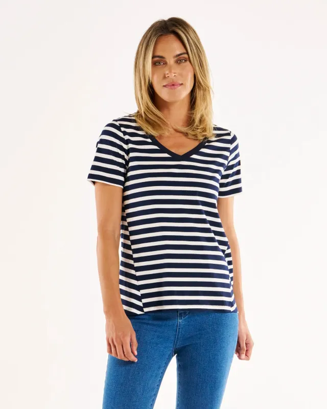Luella Tee - Navy Stripe sold by Freez