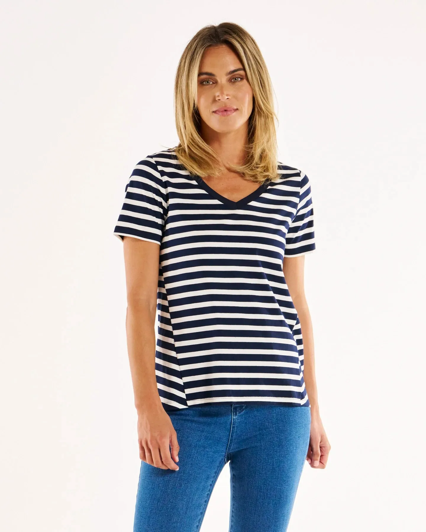 Luella Tee - Navy Stripe sold by Freez