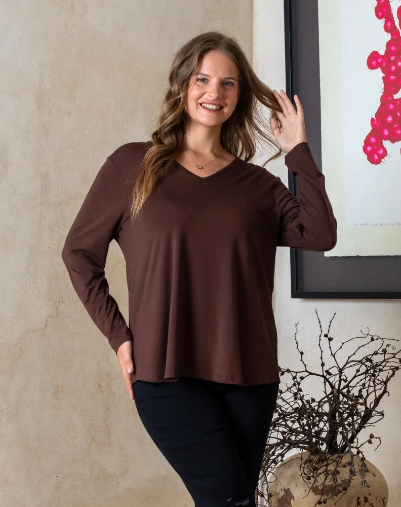 Laney V Neck Tee - Chocolate sold by Freez product image thumbnail 2