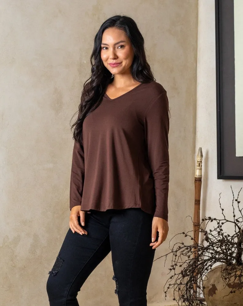 Laney V Neck Tee - Chocolate sold by Freez product image thumbnail 5