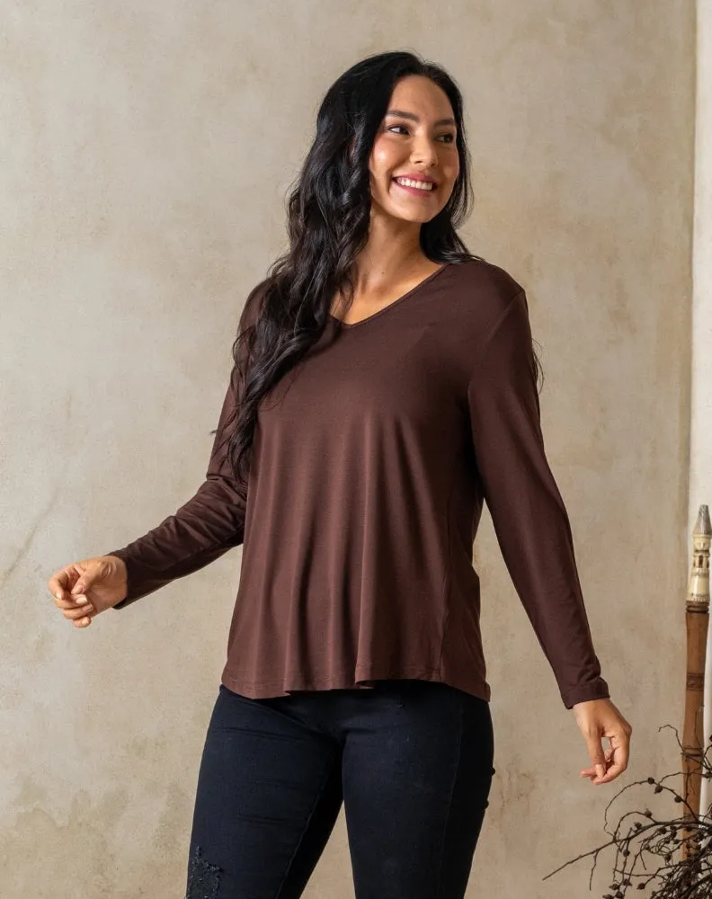 Laney V Neck Tee - Chocolate sold by Freez product image thumbnail 4