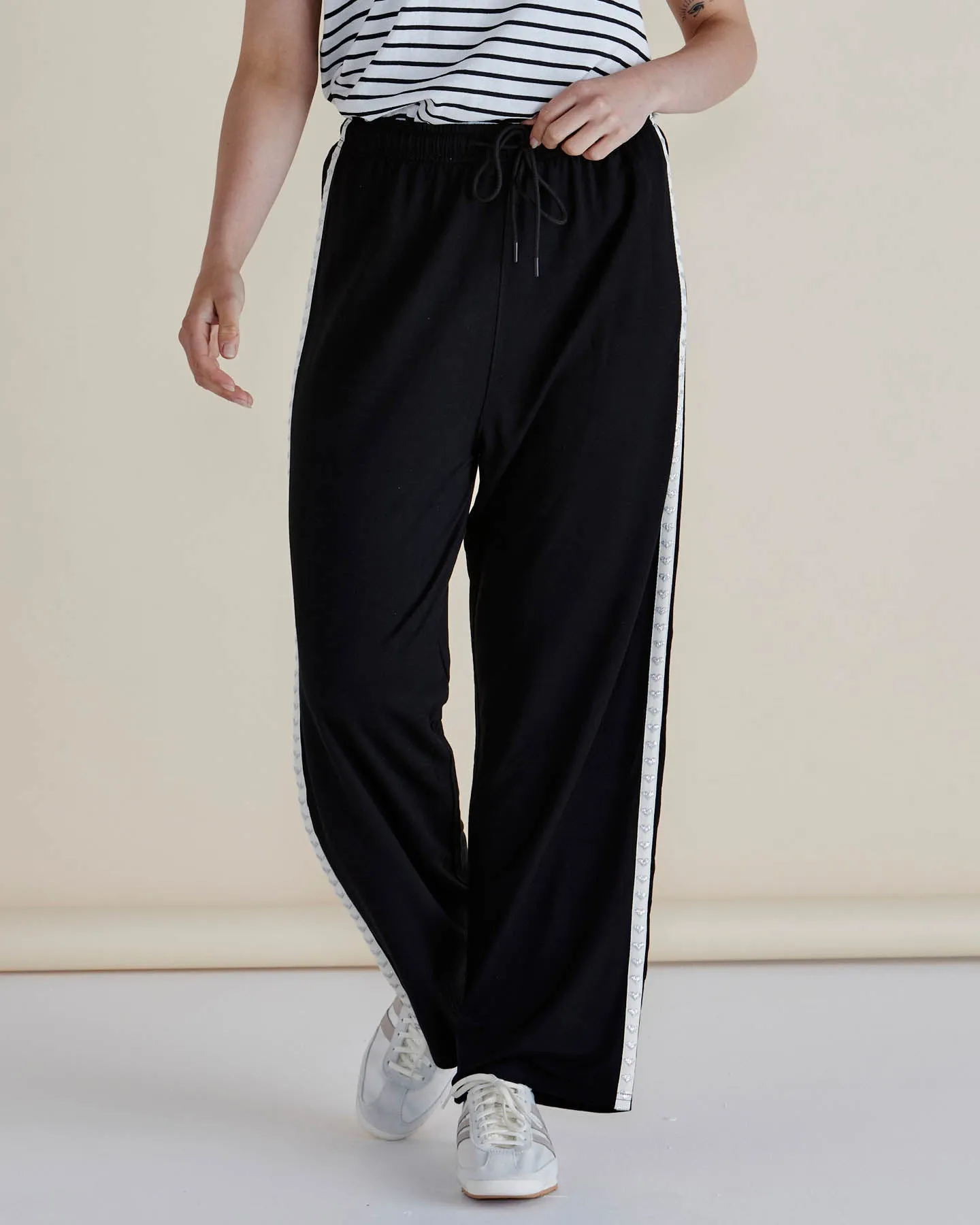 Evelyn Wide Leg Jogger - Black Trim sold by Freez
