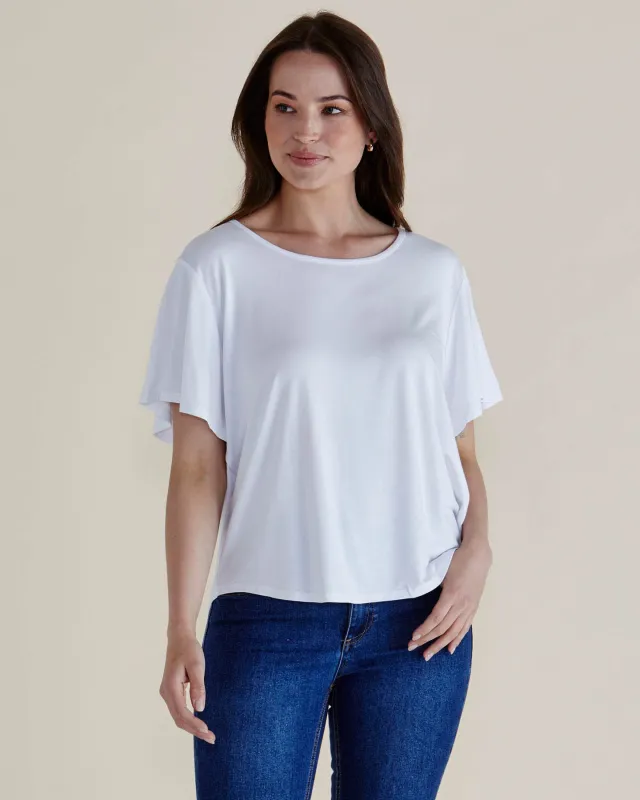 Everleigh Bamboo Tee - White sold by Freez