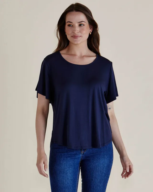 Everleigh Bamboo Tee - Navy sold by Freez