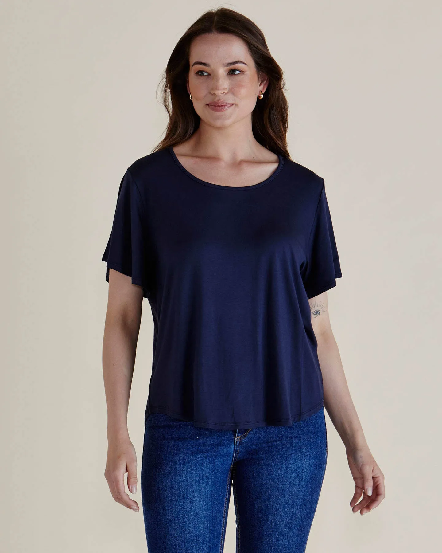 Everleigh Bamboo Tee - Navy sold by Freez