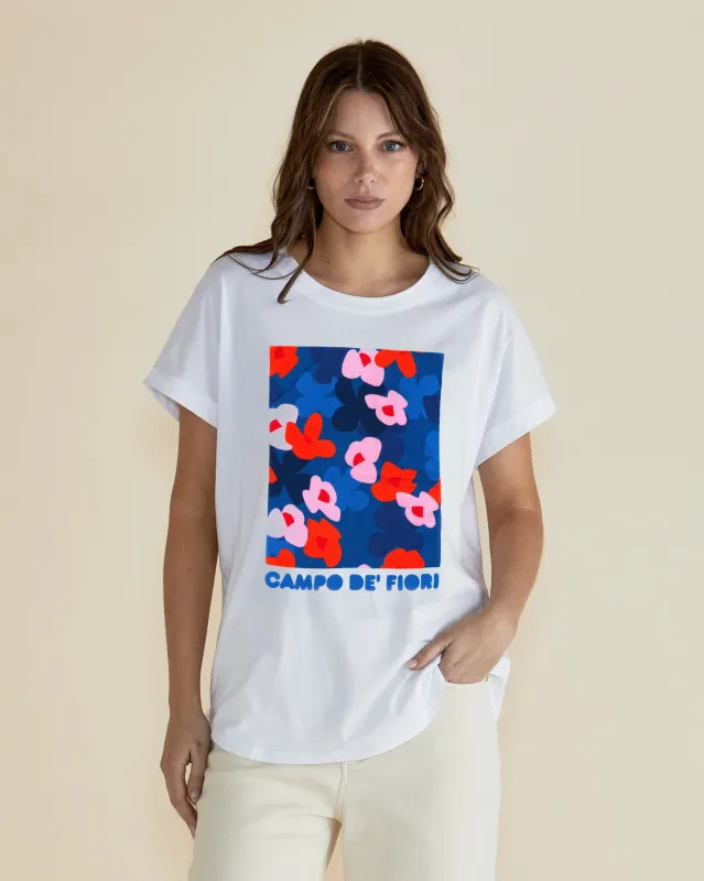 Hailey Short Sleeve Tee - Campo De'Fiori White sold by Freez