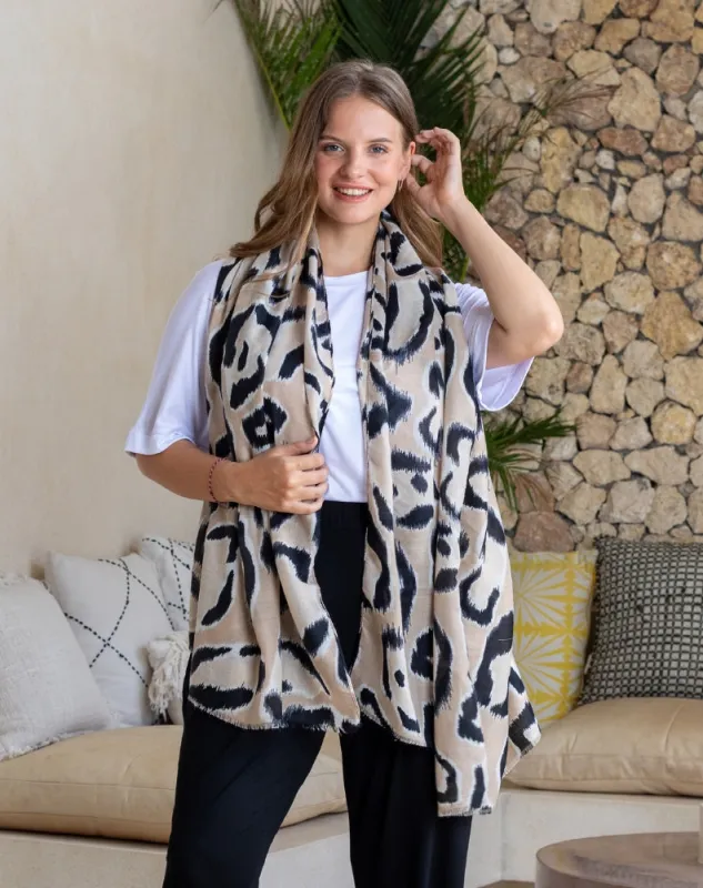 Animal Print Scarf - Desert Reef Beige sold by Freez