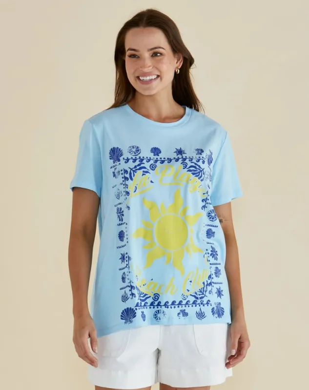 Ellia Crew Tee - La Plage Print sold by Freez